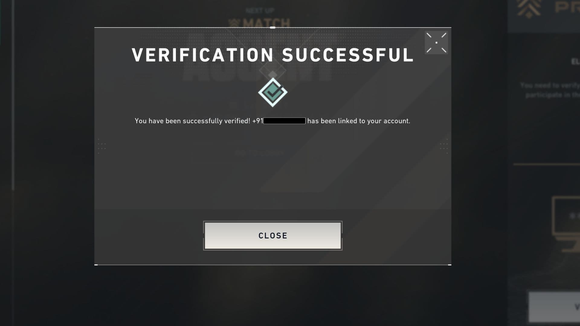 You should get a prompt once your verification is successful.