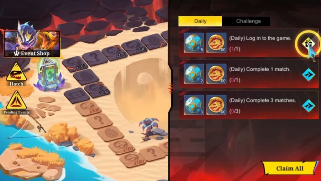 The Dino Adventure mini-game (Image via MOONTON Games)