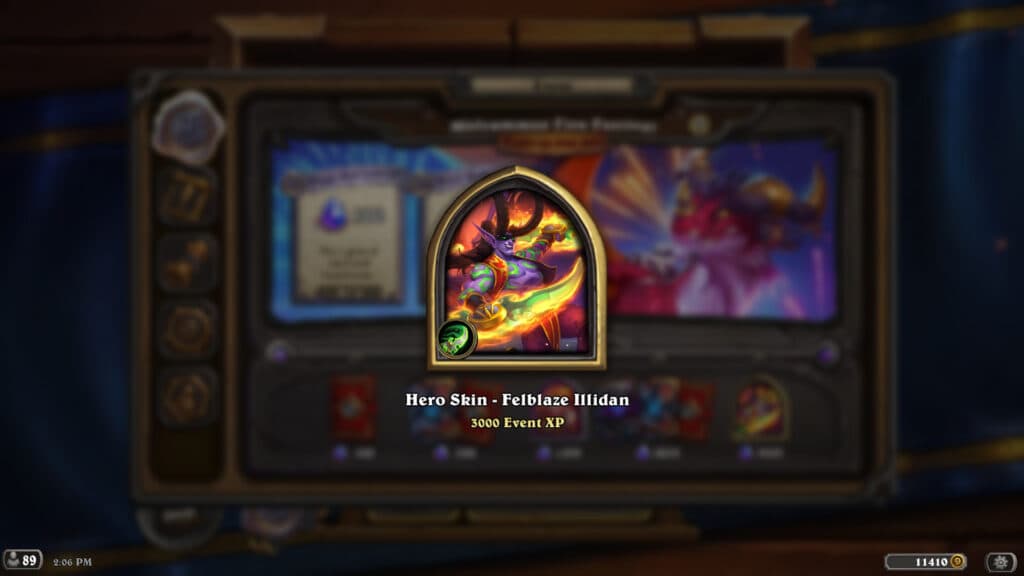 Felblaze Illidan skin in Hearthstone (Image via Blizzard Entertainment)