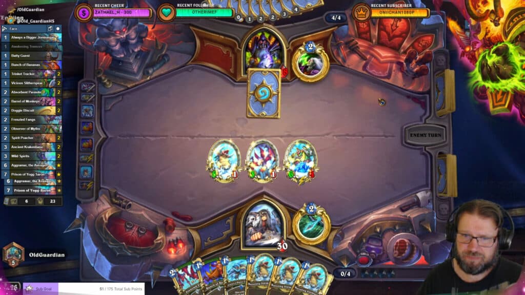 Old Guardian during the Hearthstone TITANS theorycrafting event (Image via Old Guardian)