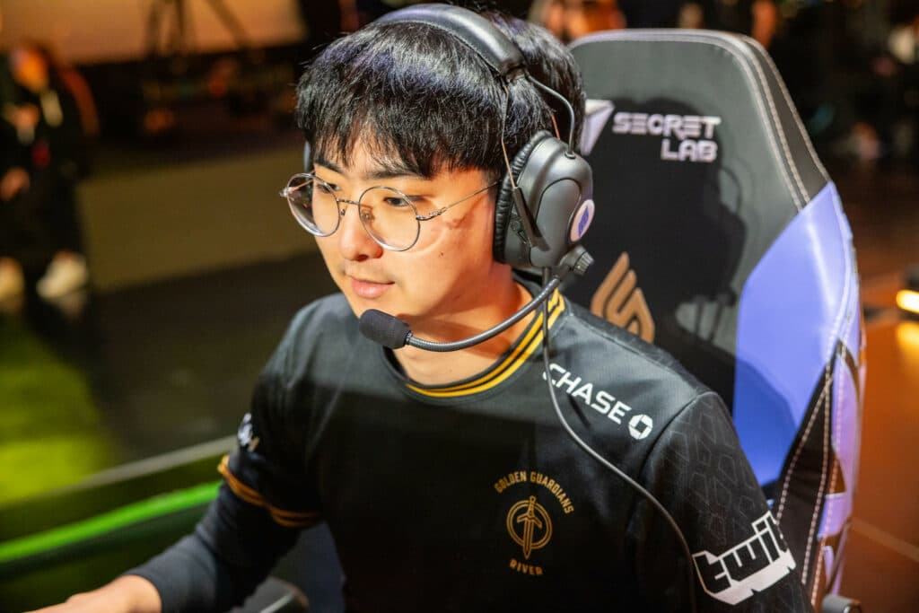 Kim "River" Dong-woo of Golden Guardians competes during LCS Summer 2023 Playoffs Week 3 the Riot Games Arena on August 11, 2023. (Photo by Shannon Cottrell/Riot Games)