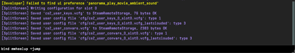 What it looks like to bind jump to scroll wheel up in CS2.