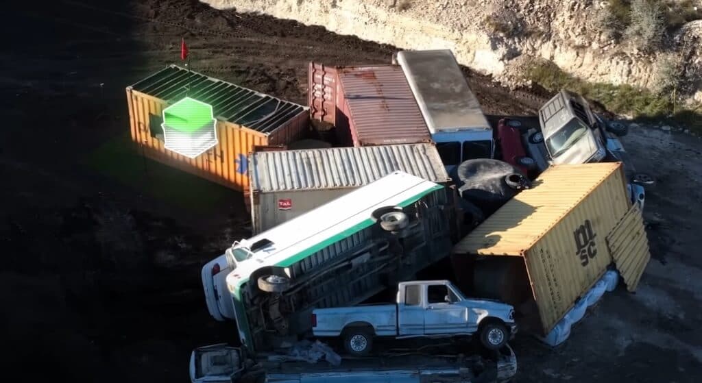 Blake's challenge was to build protection for his $500,000 in cash (Image screenshot from MrBeast's YouTube)