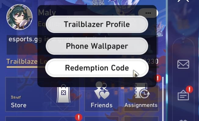 How to redeem in-game (Image via esports.gg)