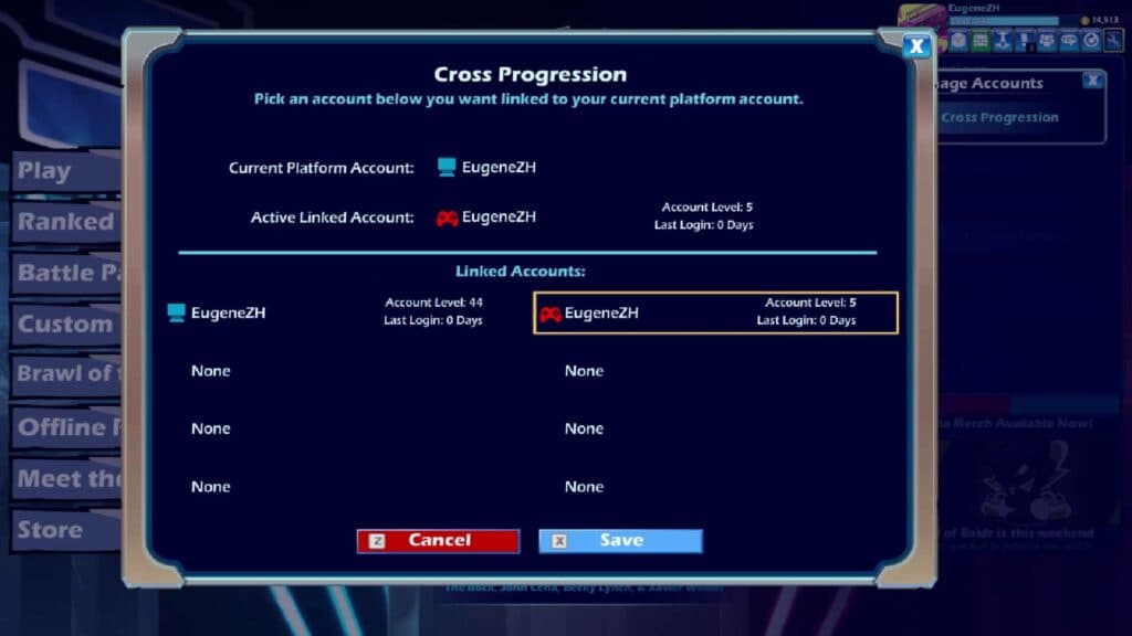 Select one Active Linked Account (image via esports.gg)