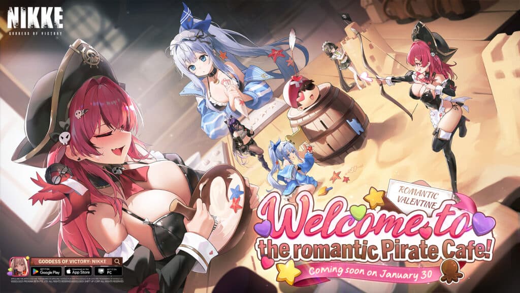 The Pirate Cafe Mini-Games will be available starting on Jan. 30 (image via Goddess of Victory: Nikke)