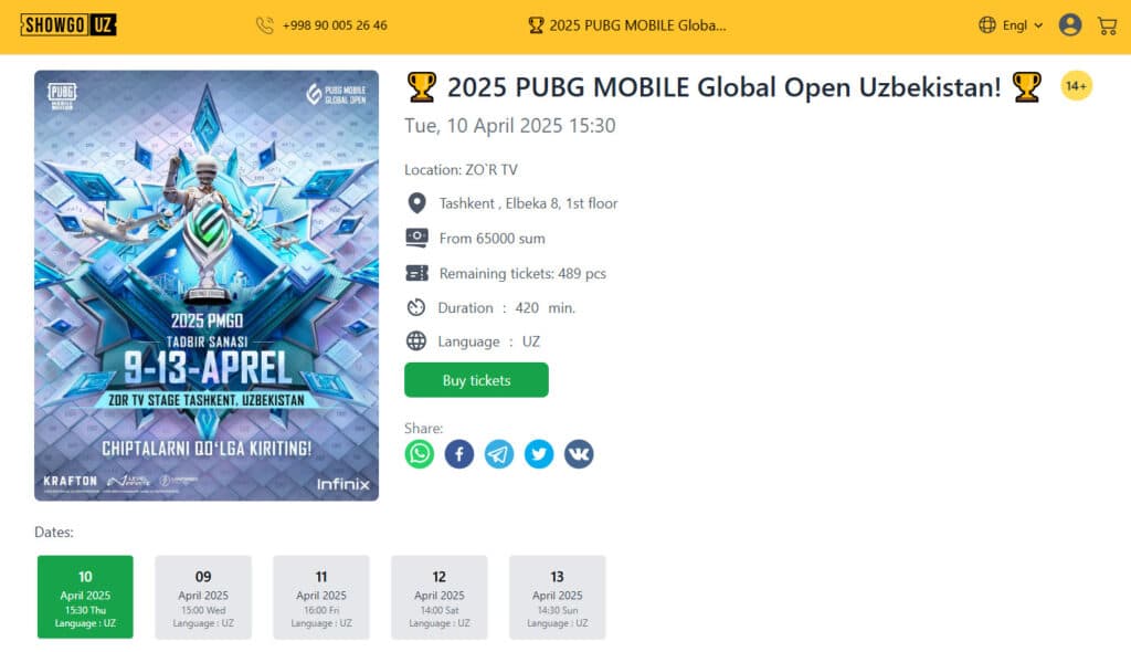 You can book your tickets from showgo.uz (image via esports.gg)