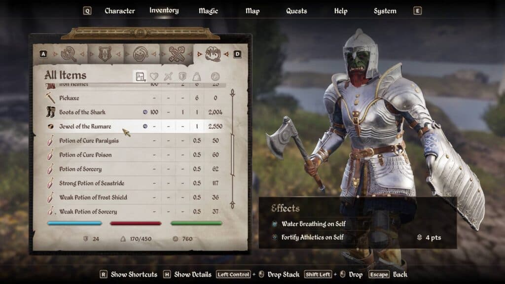 Equipping the Jewel of the Rumare (Screenshot via esports.gg)