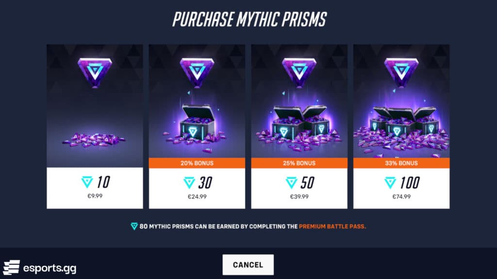 How to purchase Mythic Prisms in Overwatch 2 (Screenshot by esports.gg)