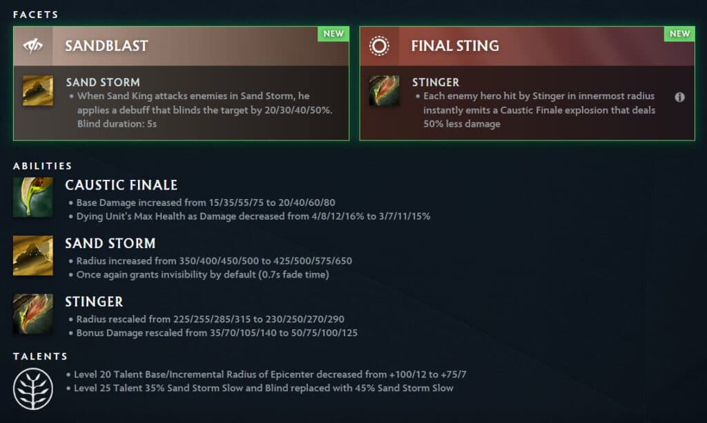 Sand King changes in patch 7.39 (Image via Valve)