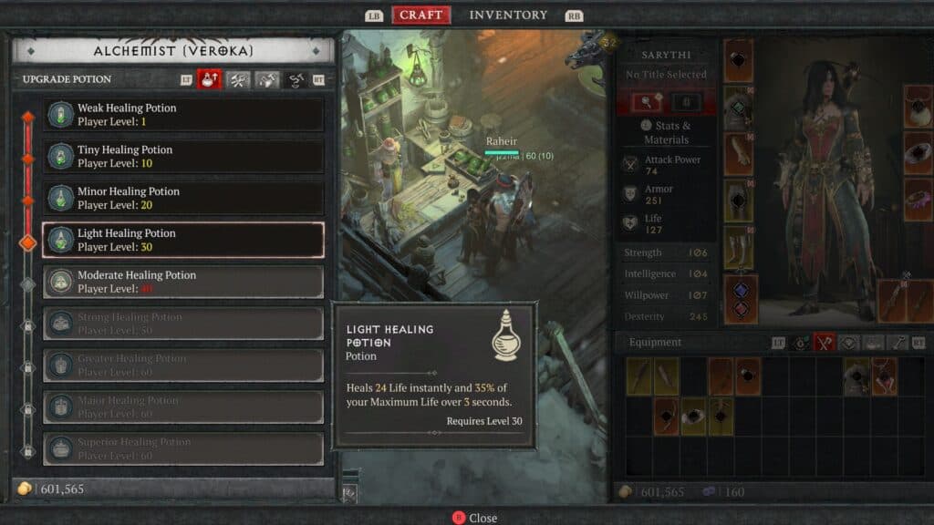 Crafting screenshot (Image via Blizzard Entertainment)