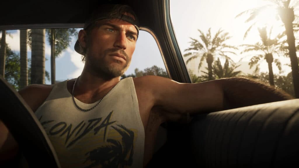Jason looking stern inside a vehicle. Image via Rockstar Games