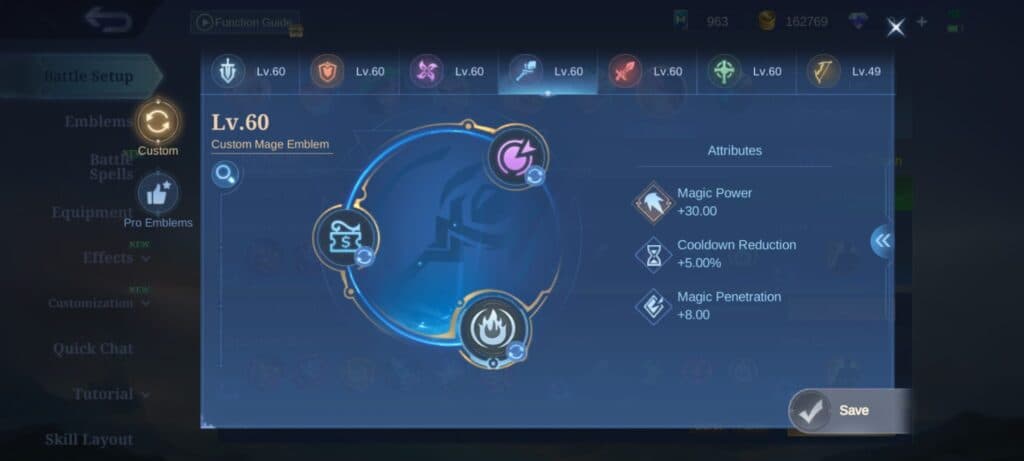 Zetian emblem build guide in MLBB (Screenshot via esports.gg)