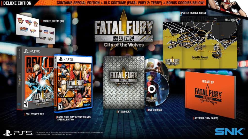 What's included in the FATAL FURY: City of the Wolves Deluxe Edition (Image via SNK Corporation)