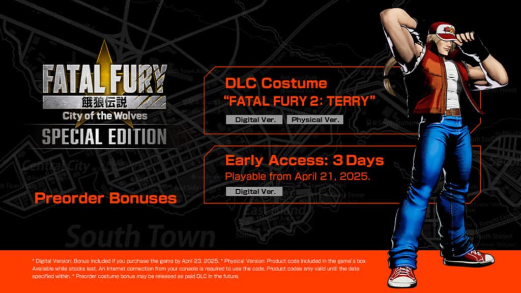 This Terry DLC costume is a pre-order bonus (Image via SNK Corporation)