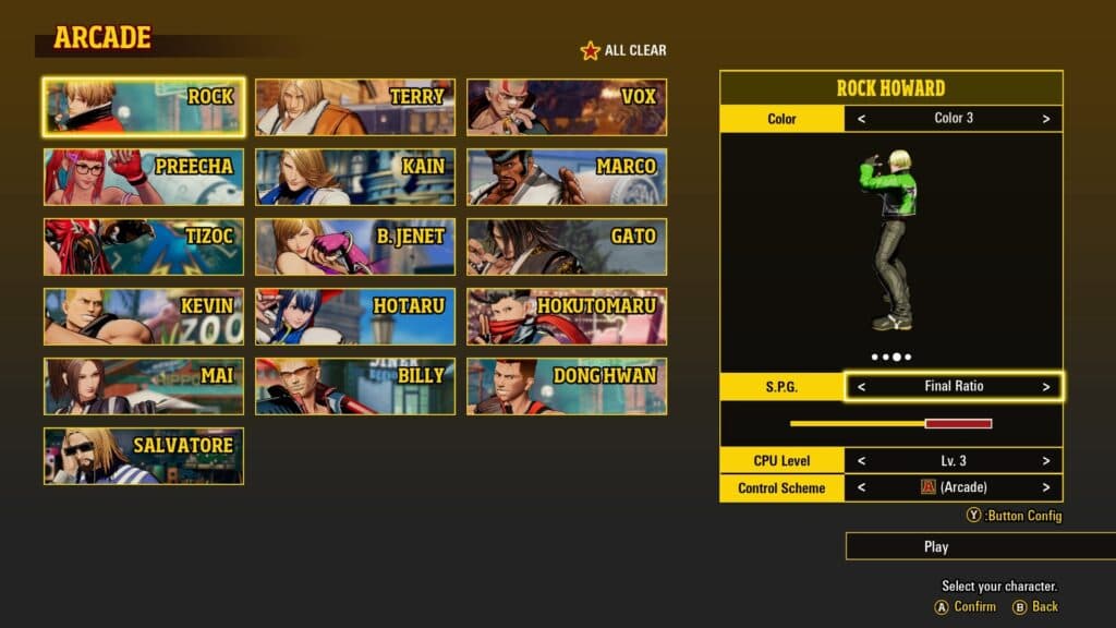 Rock Howard customization screenshot (Image via SNK Corporation)