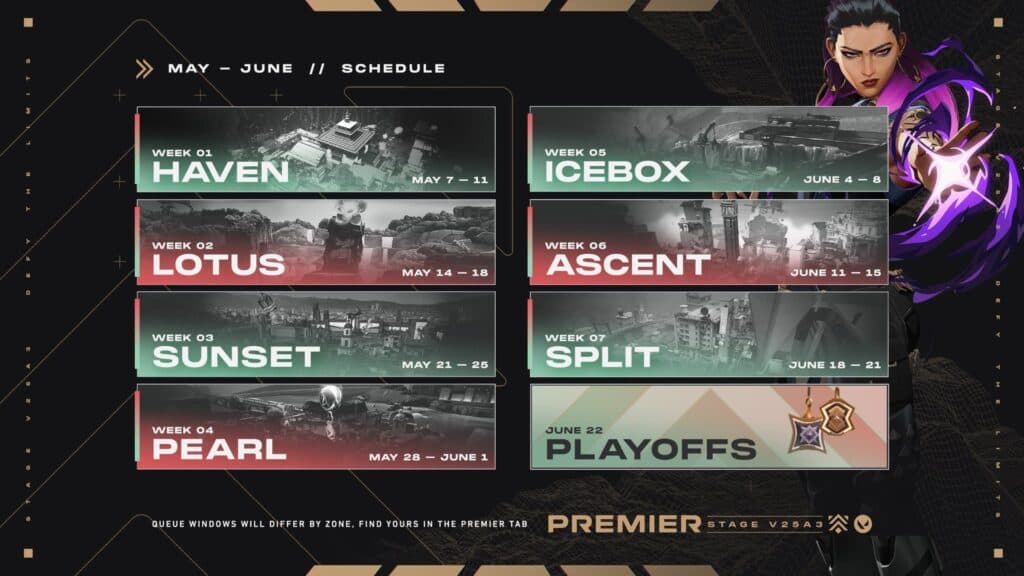 A look at the V25A3 Premier schedule (Image via Riot Games)