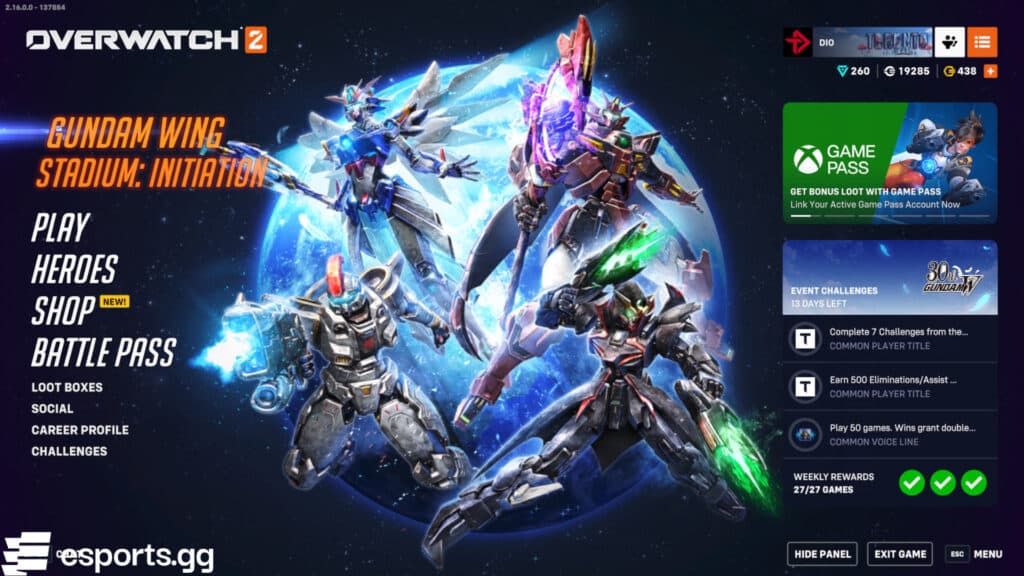 The Overwatch 2 Gundam Wing event is now live (Screenshot via esports.gg)
