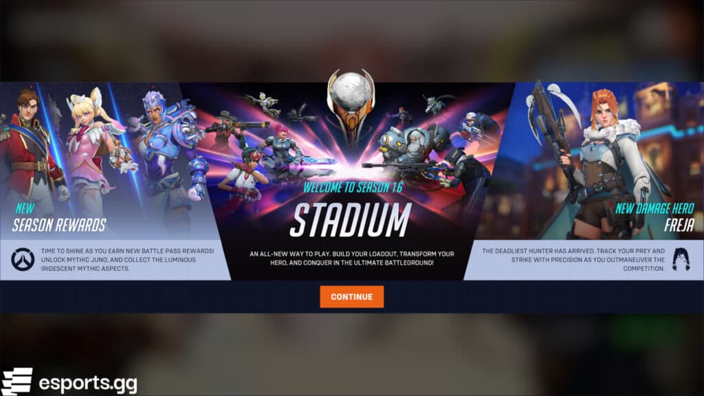 Season 16 is now live with the Stadium game mode (Screenshot via esports.gg)