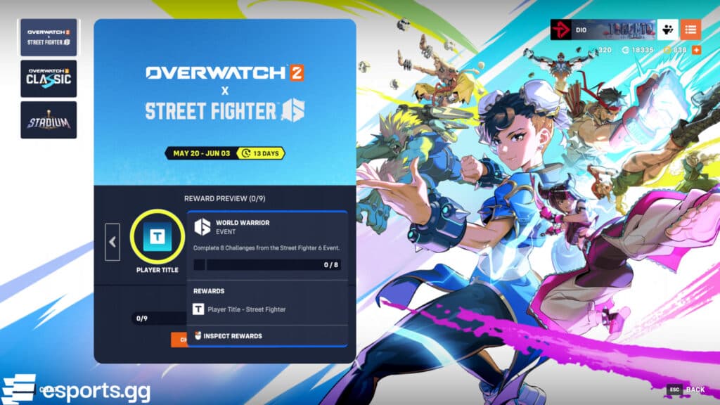 Overwatch 2 Street Fighter 6 event release date and duration (Screenshot via esports.gg)