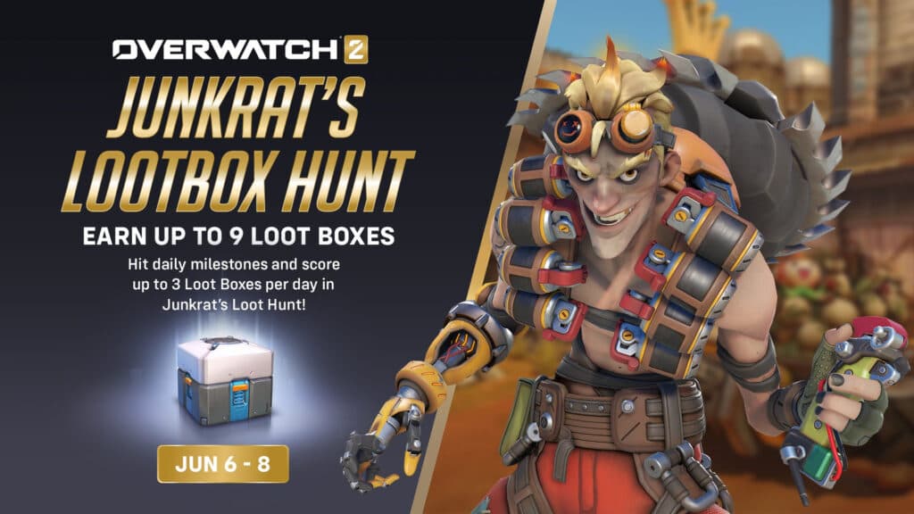 Overwatch 2 Junkrat's Loot Box Hunt event information (Image via Blizzard Entertainment)