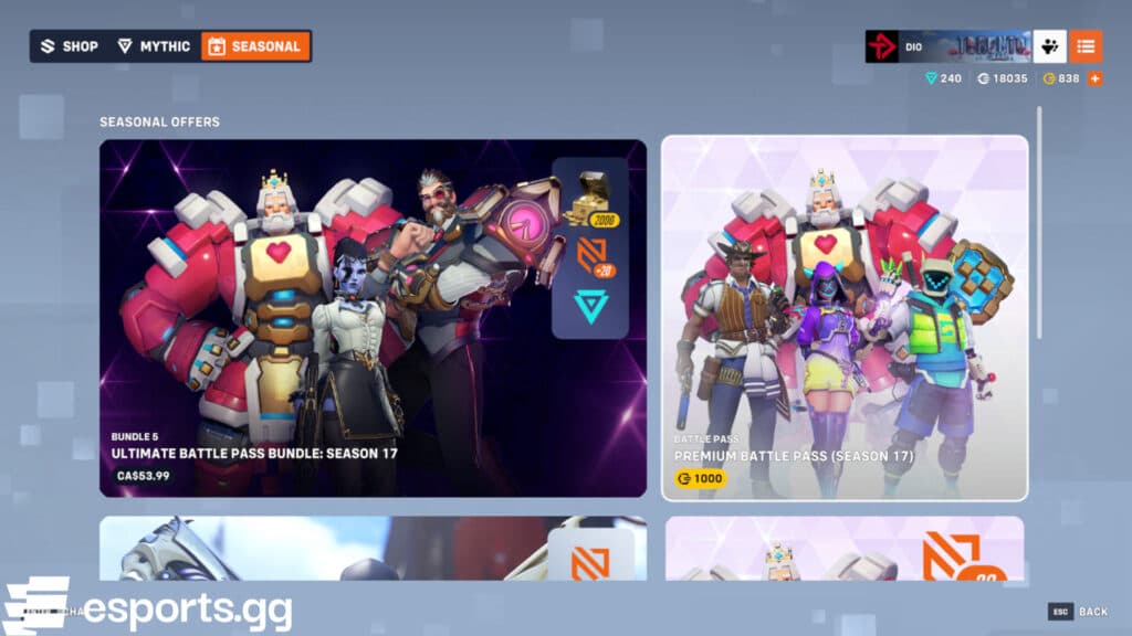 Seasonal shop rotation (Screenshot via esports.gg)