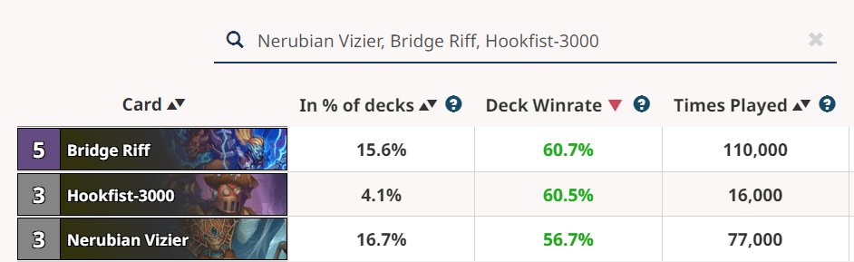 HsReplay search Arena Card Search Tool
