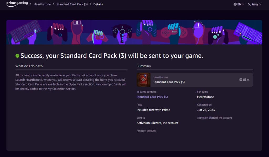 Free Hearthstone Packs with Prime Gaming - Image via esports.gg