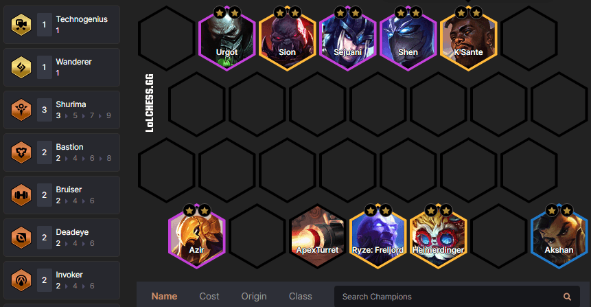 Akshan carry late-game cap example (Image via lolchess.gg)