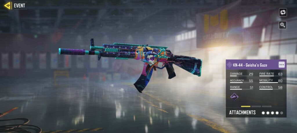 KN-22 — Geisha's Gaze in CoD Mobile (Image via Activision Publishing, Inc.)