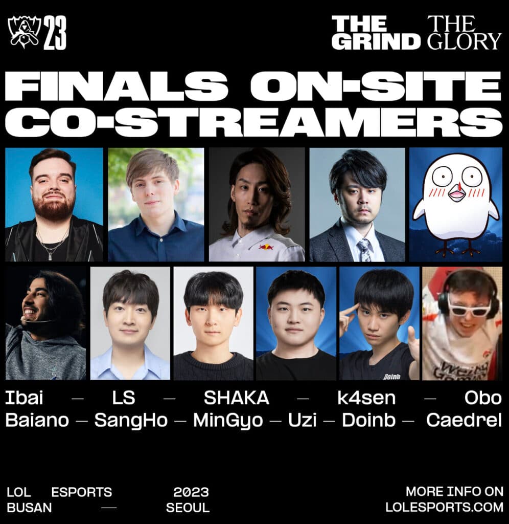 The official on-site co-streamers of Worlds 2023 (Image via Riot Games)