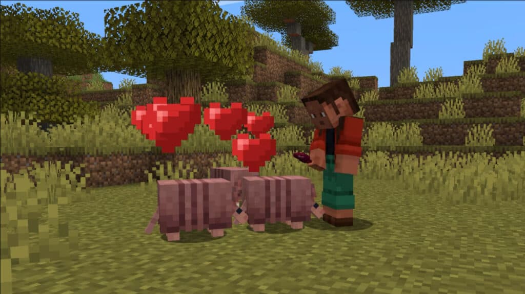 Armadillo's love spider eyes to eat! (Image via Mojang)