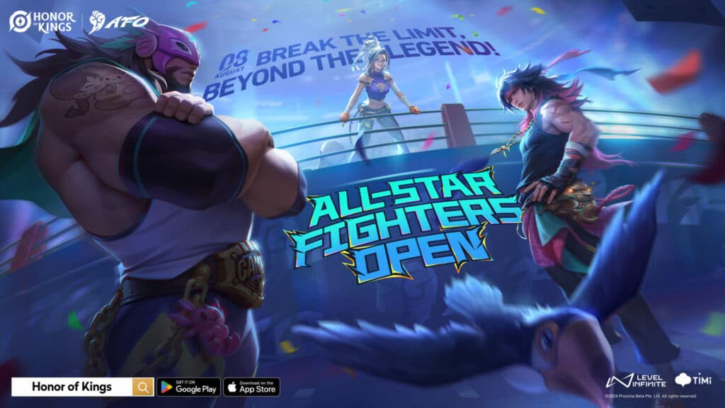 Honor of Kings All-Star Fighters Open (AFO) launches on August 8 (image via Level Infinite)
