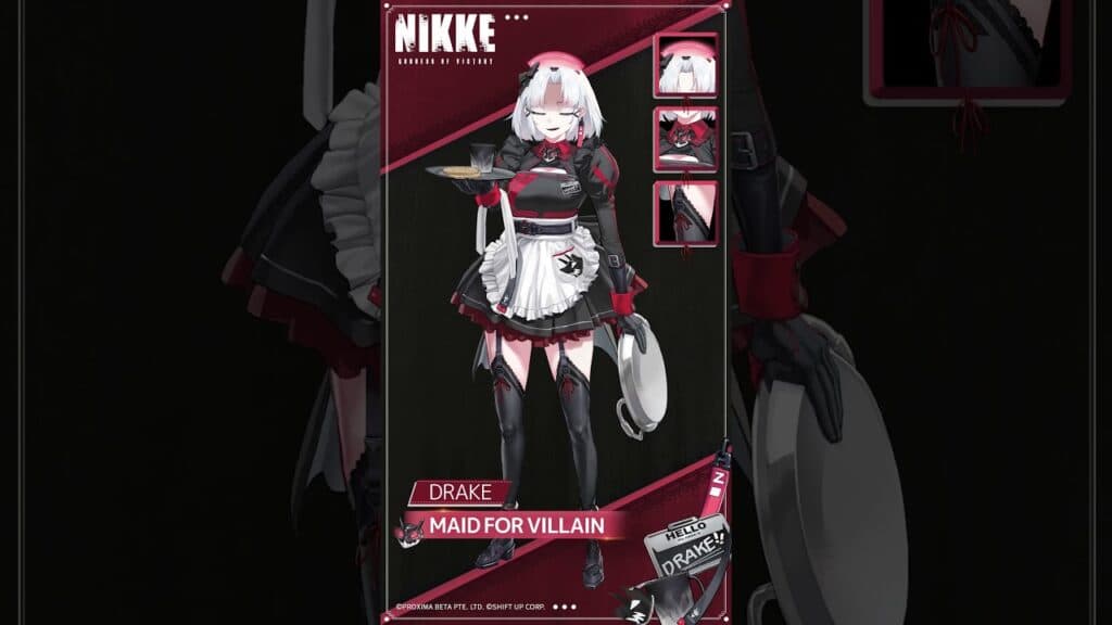 Drake - Maid For Villain Costume is available again for limited-time purchase (image via Goddess of Victory: Nikke)