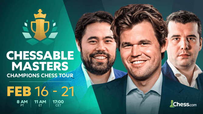 Champions Chess Tour Chessable Masters 2025 event information (Image via Chess.com)