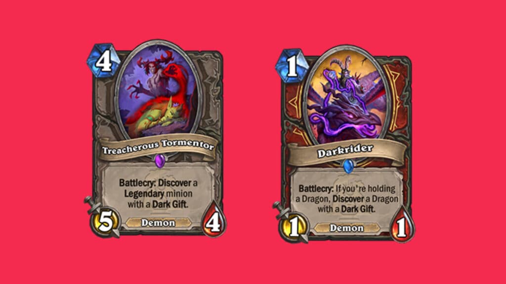 Cards with the Dark Gifts keyword (Images via Blizzard Entertainment)