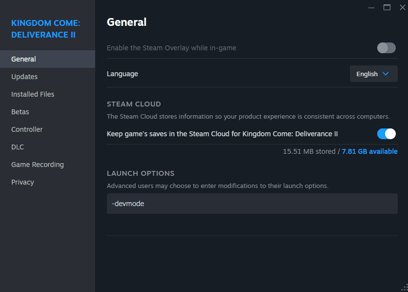 Screenshot of how to enable console commands (Image via esports.gg)