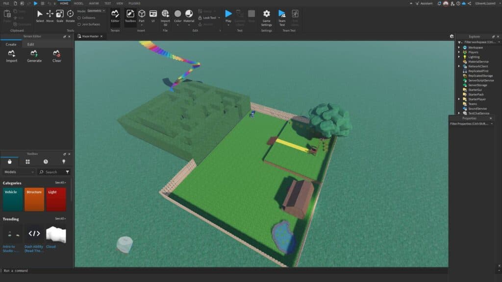 Adding a maze obby on a Roblox game. (Screenshot via esports.gg)