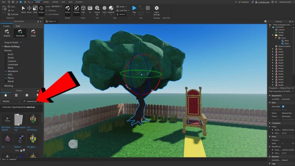 Toolbox tab in Roblox Studio. (Screenshot via esports.gg)