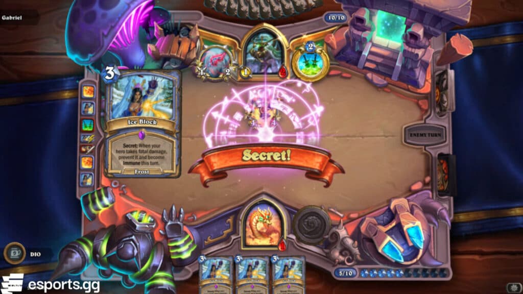 Ice Block in Hearthstone (Screenshot via esports.gg)