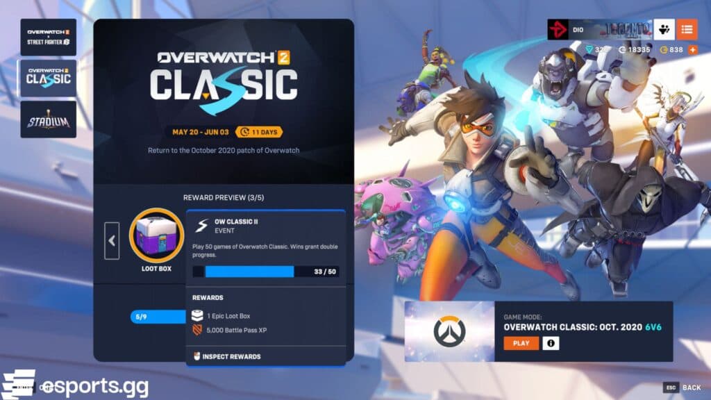 Overwatch Classic October 2020 event (Screenshot via esports.gg)
