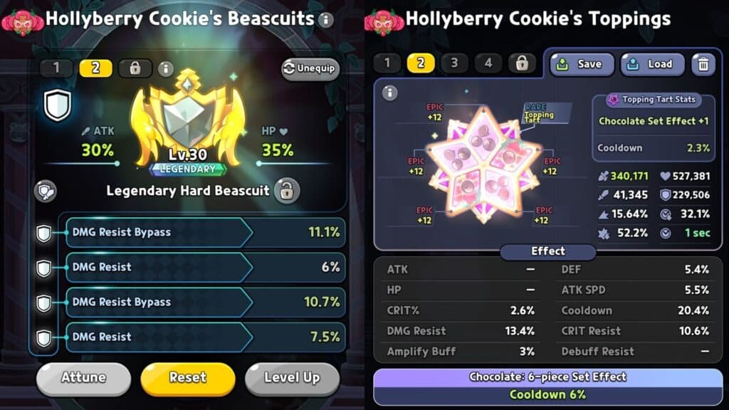 Recommended Beascuits and Toppings for Awakened Hollyberry Cookie (Screenshot via esports.gg)