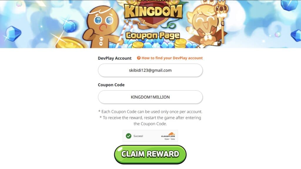 Enter your My Devplay account and CRK redeem code to claim your rewards (Screenshot via esports.gg)