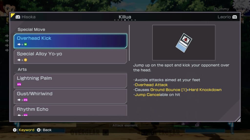 Specials of Killua (Screenshot via esports.gg)