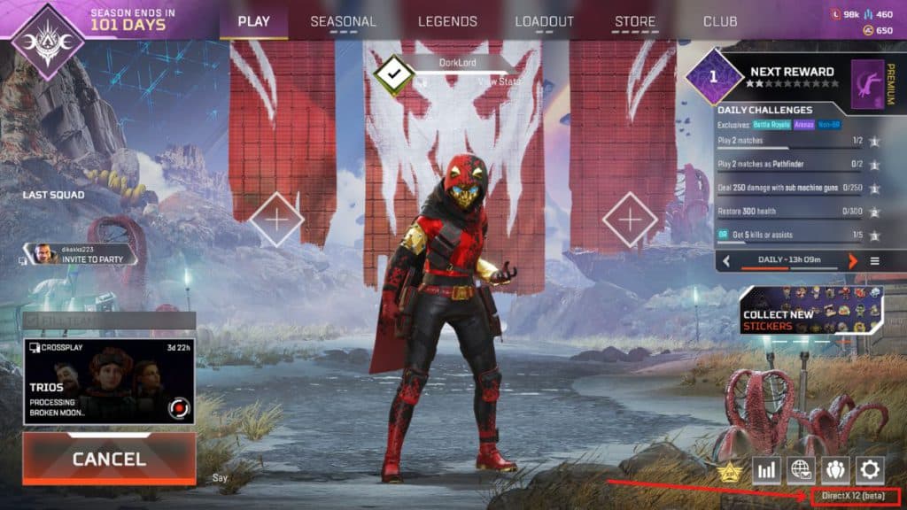 If you've correctly enabled the beta, you'll see DirectX 12 (Beta) in-game in the lobby.